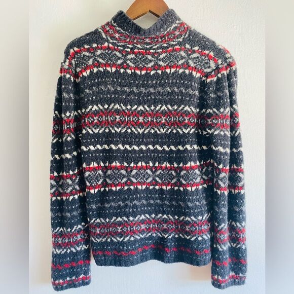 Neve Fair Isle Nordic print Wool blend Cozy Sweater Mock neck Size Medium - Picture 4 of 7